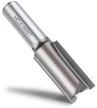 hsawbit Straight 2-Flute Router Cutter, 1/2 Inch Shank, 12mm Cut Diameter & 30mm Cut Length, Flush Trim Router Bit for Woodworking