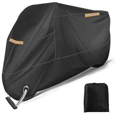 Dacron - Bâche de protection pour moto - Résistante à l'hiver - Avec bandes réfléchissantes - Pour moto, cyclomoteur, scooter - 295 x 110 x 140 cm