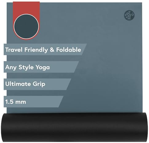 Manduka GRP Adapt Travel Yoga Mat 71 - 1.5mm | Foldable & Travel friendly | Ultimate Grip | Sweat ready for Any Style of Yoga | 71 x 24 x 1/16 inches | Dark Lotus