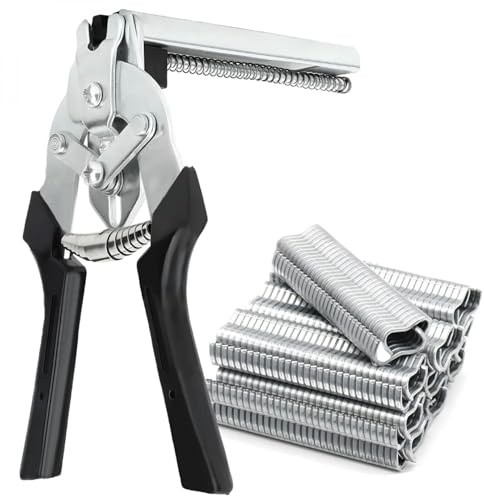 Linxor - Pince à agrafes rapides pour grillage, clôture + 600 agrafes - Gris