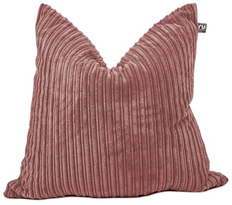rucomfy Beanbags Soft Corduroy Square Floor Cushion - Use as Large Cushion, Pillow or Extra Seating - Home Living Room Decor or Bedroom Furniture - Machine Washable - L68cm x W68cm (Pink)