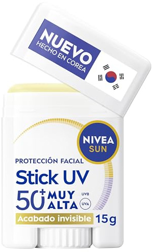 NIVEA SUN - Stick UV Tacto Sedoso SPF 50+ - Protección Solar Facial Experta - Zonas Delicadas del Rostro - Invisible, Resistente al Sudor y Sin Perfume - Todo Tipo de Piel - 15 g