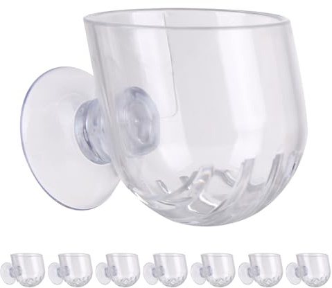 Ciieeo Lot de 8 Vases Hydroponiques Muraux en Acrylique Transparent avec Ventouses Petits Pots Ovales Suspendus pour Aquarium Support Plantes Aquatiques Décoration Murale Intérieure