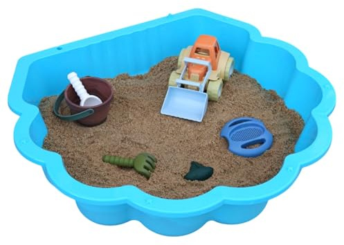 Conchiglia per sabbia e acqua, turchese con motivo a stelle, set di giocattoli per sandbox, caricamento frontale e set di secchi in materiale riciclato al 100%, giocattolo all'aperto per bambini da 1