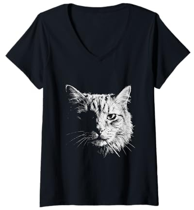 Mujer Gato con Palillo Divertido Matón Gángster Meme Camiseta Cuello V