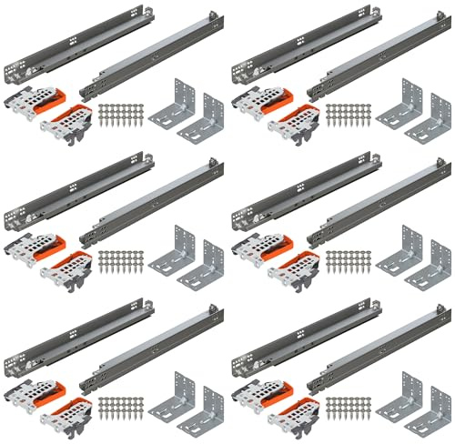 Blum 563H5330B 21 Tandem Drawer Slides Plus Blumotion Complete Kit. with Runners 563H, Locking Devices, Rear Mounting Brackets and Screws (for Face Frame Or Frameless Application), Zinc (Pack of 6)