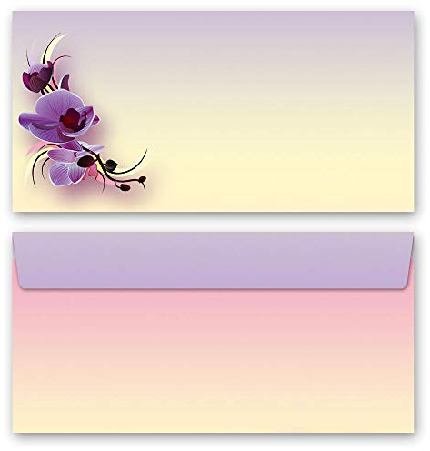 Motif envelopes Orchid Blossoms Flowers & Petals 50 envelopes (windowless) DIN Long (220x110 mm) | Paper-Media
