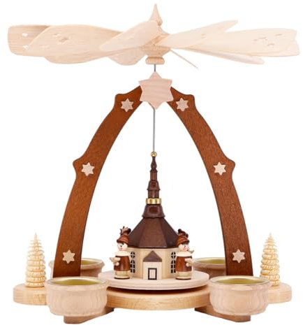 SCHENK HOLZKUNST Teelichtpyramide mit Seiffener Kirche