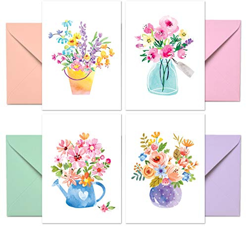 Blank Cards with Envelopes - 48 Floral Blank Note Cards with Envelopes – 4 Assorted Cards for All Occasions! Blank Notecards and Envelopes Stationary Set for Personalized Greeting Cards-4x5.5