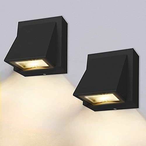 Benma Vägglampa – 2 stycken, 8 W – LED vägglampa inomhus/utomhus, vägglampa varm vit 3 000 K utomhusvägglampa IP65 för sovrum, vardagsrum, badrum, svart