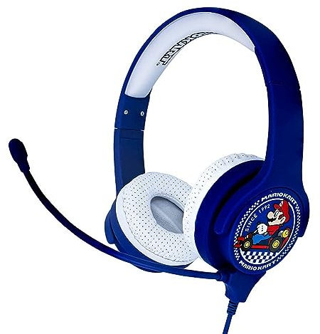 OTL Technologies Mario Kart Casque interactif, Filaire, Microphone Inclus, pour Enfants (Produit sous Licence Officielle) MK0819 Bleu