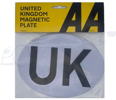 Xtremeauto AA UK Sticker For Cars – New 2021 Legal Regulation For Driving in the EU and France - Black Text White Oval Magnetic Plate