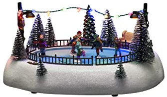 Konstsmide Escena LED de Navidad con música, Funciona con Pilas o USB, Interior, Cable Negro, poliresina de PVC, Resina, Multicolor