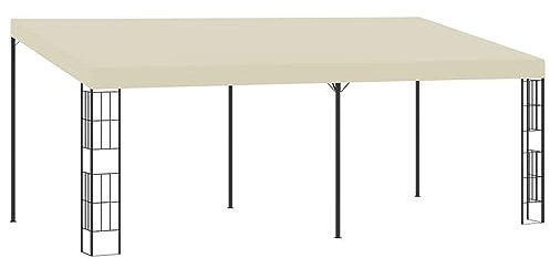 ZEYUAN Wand-Pavillon, Faltpavillon, Pergola, Partyzelt, Standmarkise, Sonnenzelt, Garten Pavillion, Grillpavillon, 3x6 m Cremeweiß Stoff