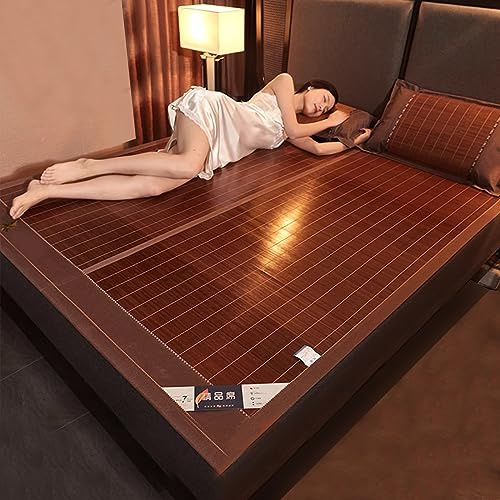 MMleYN Materasso Raffreddamento in bambù, Pieghevole Stuoia per Letto di bambù, Stuoia Pieghevole in Rattan, Materasso Tappetino Refrigerante, Liscio Assorbente Traspirante (Size : 150x195cm/59x76.7i