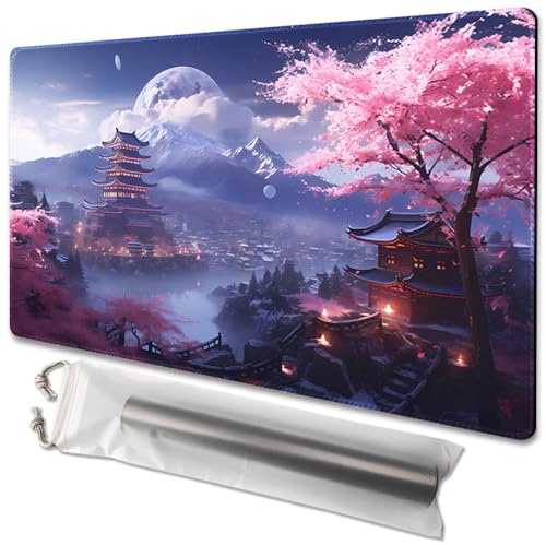 TCGMAT MTG Tapis de Jeu avec Dos antidérapant, idéal pour Les Amateurs de Jeux de Cartes (Cherry Blossom Rain - No Deck)