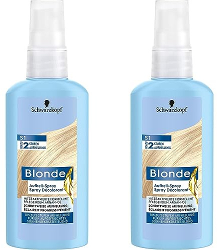 Blonde Aufheller S1 Stufe 3 (125 ml), Aufhellspray zum Haare aufhellen um bis zu 2 Stufen für eine aufgefrischte, sonnengeküsste BLONDE Haarfarbe, Formel mit Argan-Öl (Packung mit 2)