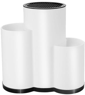 JISADER Portacoltelli Scaffale per asciugatura verticale Organizzatore per coltelli Organizzatore da cucina Posate Stendino Coltelli Supporto di scarico, Bianco 3 slot