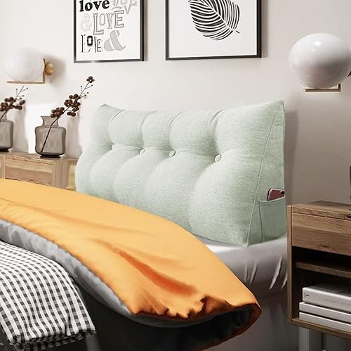 BNCKTRD Kopfende Großes Rückenkissen, Bequemes Lesekissen und Rückenteil im Bett, 2 in 1 Rückenlehne und Kopfkissen, Langes XXL Kissen für Sofa, Couch, Wand und Polster Leinen Elfenbein Weiß 140cm