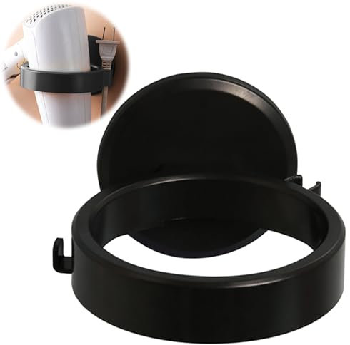 QianFenShi Föhn Halterung,Föhnhalter Wand Ohne Bohren,Föhnhalter Wand,Fön Halterung Ohne Bohren,Fönhalter Ohne Bohren,Föhnhalterung,Haartrocknerhalter,aus ABS Kunststoff,Selbsthaftend (Schwarz)