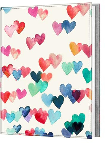 Fintie Photo Album for 8x10 Photos - 52 Pockets Premium Vegan Leather Cover Pictures Albums Book, Art Portfolio Collection for Family/Wedding/Anniversary Artwork (raining hearts)