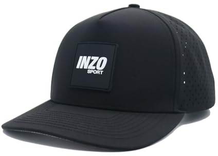 INZO Sport Baseball Cap for Gym, Running, & Sports | Water Repellent Snapback Cap | Unisex for Men & Women (Black L/XL)