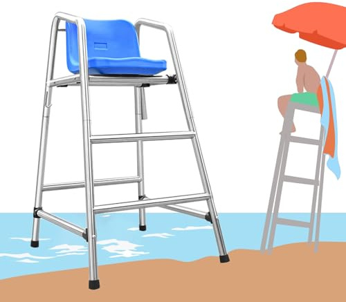 Chaise de sauveteur commerciale avec échelle de sauvetage surélevée pour piscines, plages, parcs aquatiques et quais – Construction en acier inoxydable