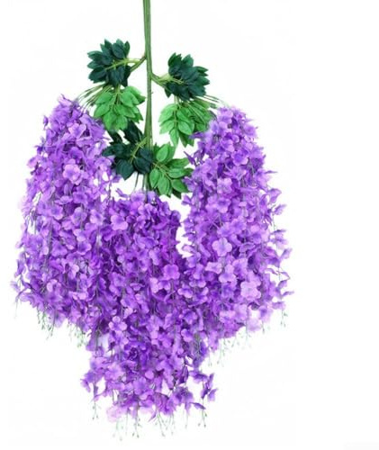 12Pcs Artificial Wisteria Flowers Vine Silk Hanging Garland Wedding Home Decoration 110cm Length Flexible Design Weather Resistant for Indoor Outdoor Party Hotel Bar Ceiling Wall Decor(Light Purple)