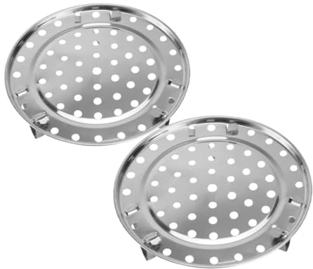 Cabilock 2pcs Stainless Steel Round Steaming Rack with Stable Three Legged Support Multipurpose Steamer Tray for Cooking Vegetables Eggs Seafood and Baking Compact and Easy to Store