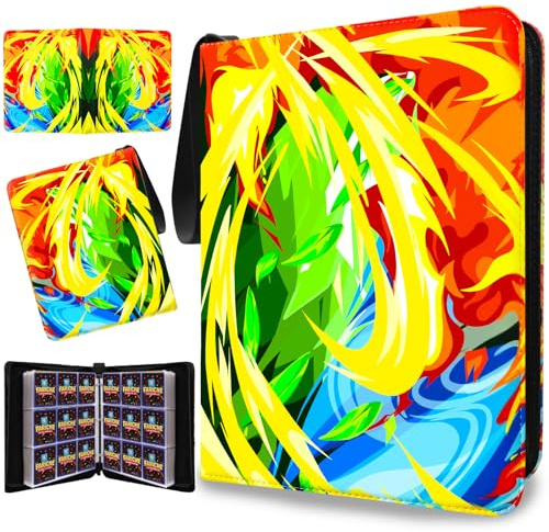 Trading Card Binder for TCG Cards, 9-Pocket Portable Card Collector Ablum Holder Book Fits 900 Cards with 50 Removable Sleeve, Waterproof Card Binder Display Storage Carrying Cases for TCG-Storm