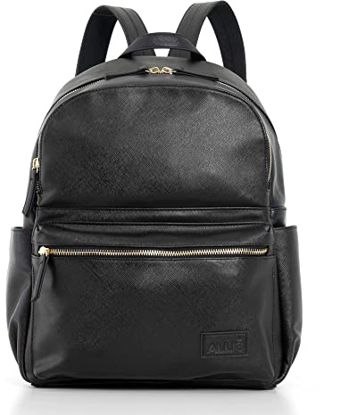 Allis Baby LUX Changing Bag Backpack Large Nappy Bag with Waterproof Changing Mat, 2 Universal Buggy Clips, Black Diaper Bags