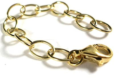 Kettenverlängerung Gold Silber 925, Länge 6,5cm mit Karabiner vergoldet, individuell einstellbare Verlängerungskette für Kette, Armband und Fusskette, Damen & Herren