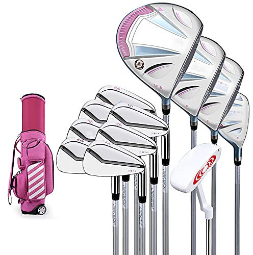 Komplett golfset för kvinnor, komplett set med högerhänta golfklubbor, högerhänt dam med väska, med stativväska, 12 klubbor