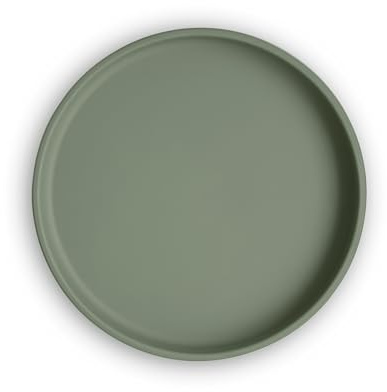 Mushie Classic Silicone Non-Slip Suction Plate for Babies & Toddlers | Food Grade Silicone | Dishwasher & Microwave Safe (Dried Thyme)