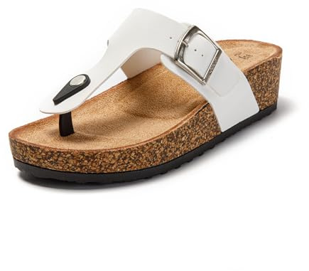 JOMIX Sandali Infradito Donna Eleganti Ciabatte Donna Estive Zeppa Comodi Sandali Donna Estivi con Tacco Sughero SD8039-S2 (Bianco, 36)