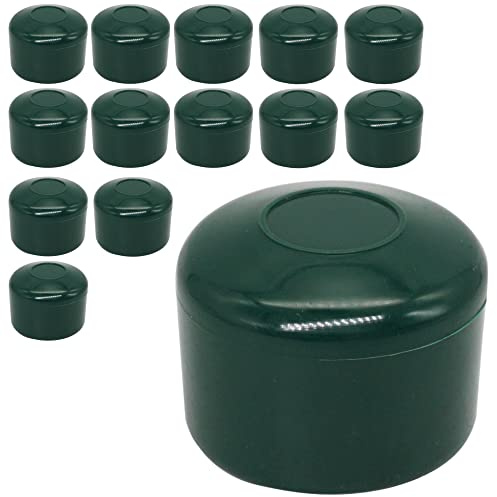 SKIR'CO (14 piezas) tapas de postes de valla, tapas redondas de plástico verde de 42 mm para postes de valla redondos, cubiertas de postes de valla, verde musgo RAL 6005