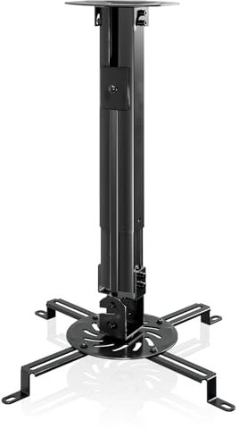 PUTORSEN Projektor-Deckenhalterung, Universal Beamerhalterung Drehbar Neigbar mit 380~580mm Verlängerungsstange bis 13,5 kg Projektor Halterung mit Kabelführung