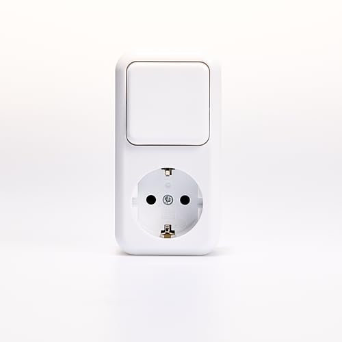 Combinación de tomas de corriente para conmutador de superficie | galas | Toma de contacto de protección AP 250V/16A, interruptor de superficie 250V/10A para interior, blanco