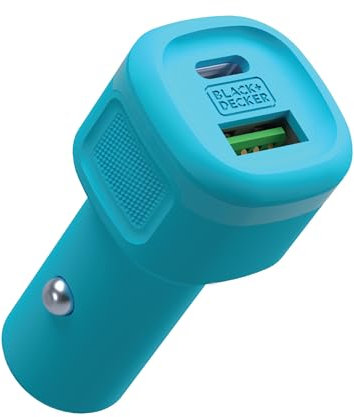 BLACK+DECKER USB C Car Charger, Compact 38W 2-Port, LED Indicator Type C Charger with Power Delivery/Quick Charge, Compatible with iPhone 15 14 13 12 Series, Pixel 3 2 XL, iPad Pro, More