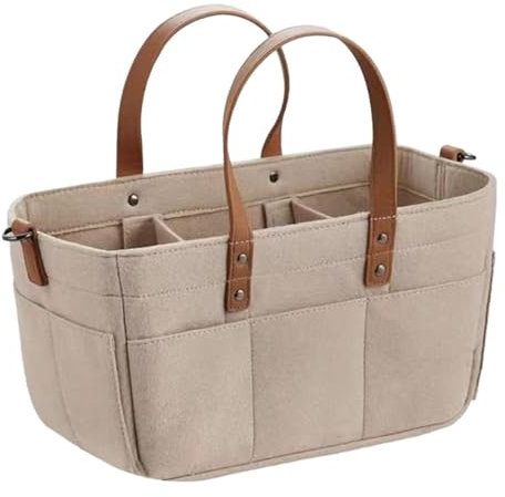 Baby Caddys Nappy Organiser | Felt Large Capacity Baby Travel Storage Bag | Nursery Storage Bin with Handles and Changeable Compartments for Home Car Travel