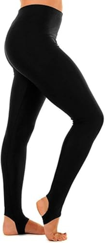 ANZEE Girls Stirrup Leggings - Kids Children Black Shiny Stretchy Tights for School Dance Ballet, Gymnastics Workout Pants Age 3-13 (UK, Age, 9 Years, 10 Years, Black)