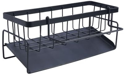 Luabue Organizador Cocina Organizador de Fregadero con Bandeja de Drenaje, Soporte Esponja Fregadero para Esponja Jabón Cocina Baño Artículos de Limpieza (Negro)