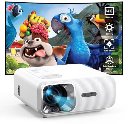 Videoprojecteur【 Auto Focus/Auto Keystone】 26000L WiFi6 Bluetooth Retroprojecteur Jimveo Full HD 1080P Vidéoprojecteur 4K Supporté 400'' pour Home Cinéma Zoom 50% Projecteur Video pour iphone/Android