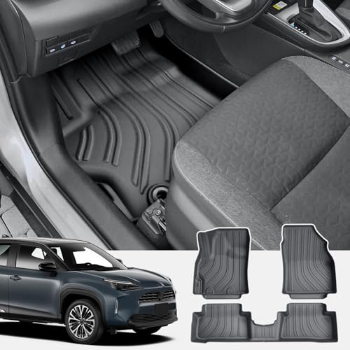 CDEFG Kompatibel mit Toyota Yaris Cross Hybrid 2021-2024 2025 Fußmatten, Fussmatten TPE Auto Wasserdicht Einfach zu Säubern Premium Allwetter Gummimatten vorn+hinten Matten Yaris Cross Hybrid Zubehör