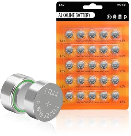 kunying AG13 LR44 Batteries (25-Pack) - Long-Lasting 1.5V LR44 Alkaline Battery for Watches, Toys, |AG13/A76/357/L1154F/SR44 Equivalent | Leak-Proof Design & Mercury-Free
