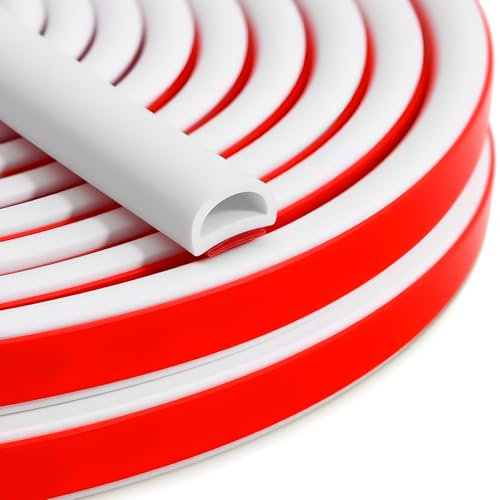 Guarnizione Porta e Finestra Isolamento Fonoassorbente, Banda Adesiva in Gomma per Protezione Termica e Anti-Freddo, Ideale per Porte d'Ingresso e Finestre Bianche 3m