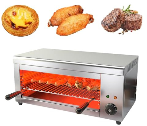 TBANVOO Electric Cheese Melter Grill, 2000W Commercial Salamander Broiler, 50–300°C Indoor Commercial Beef Chicken Grill, Stainless Steel Steak Cooker, for Home & Commercial Use