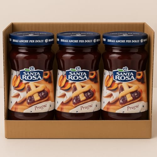 Confettura di Prugne 3 x 600g – Marmellata Italiana Tradizionale di Prugne Mature – Ideale per Dolci, Crostate e Colazione – Senza Conservanti e Coloranti – Gusto Ricco e Naturale – Santa Rosa