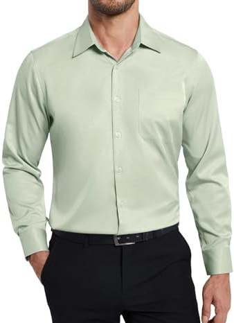 Enlision Men's Long Sleeve Dress Shirt 4-Way Stretch Non Iron Button Down Shirts Wrinkle Free for Men Business Formal Regular Fit with Pocket