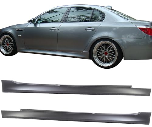 IKON MOTORSPORTS, Auto Part Side Skirts Compatible with 2004-2010 BMW E60 E61, 5-Series M5 Style PP Side Skirts Panels Extension Pair, 2005 2006 2007 2008 2009
